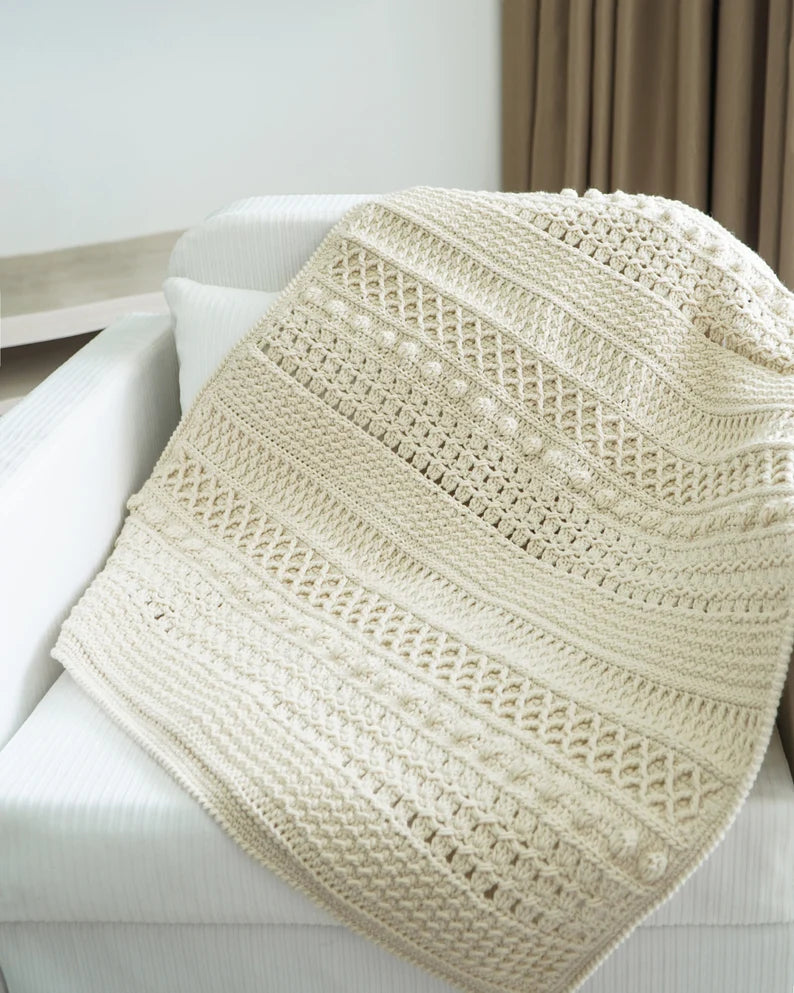 Easy crochet modern blanket pattern, Video tutorial + Chart, Crochet afghan, Throw blanket pattern, Boho blanket, 9 sizes, ENGLISH pattern