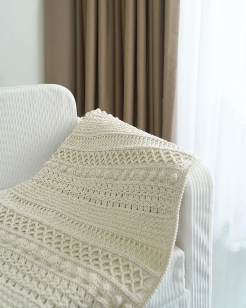 Easy crochet modern blanket pattern, Video tutorial + Chart, Crochet afghan, Throw blanket pattern, Boho blanket, 9 sizes, ENGLISH pattern