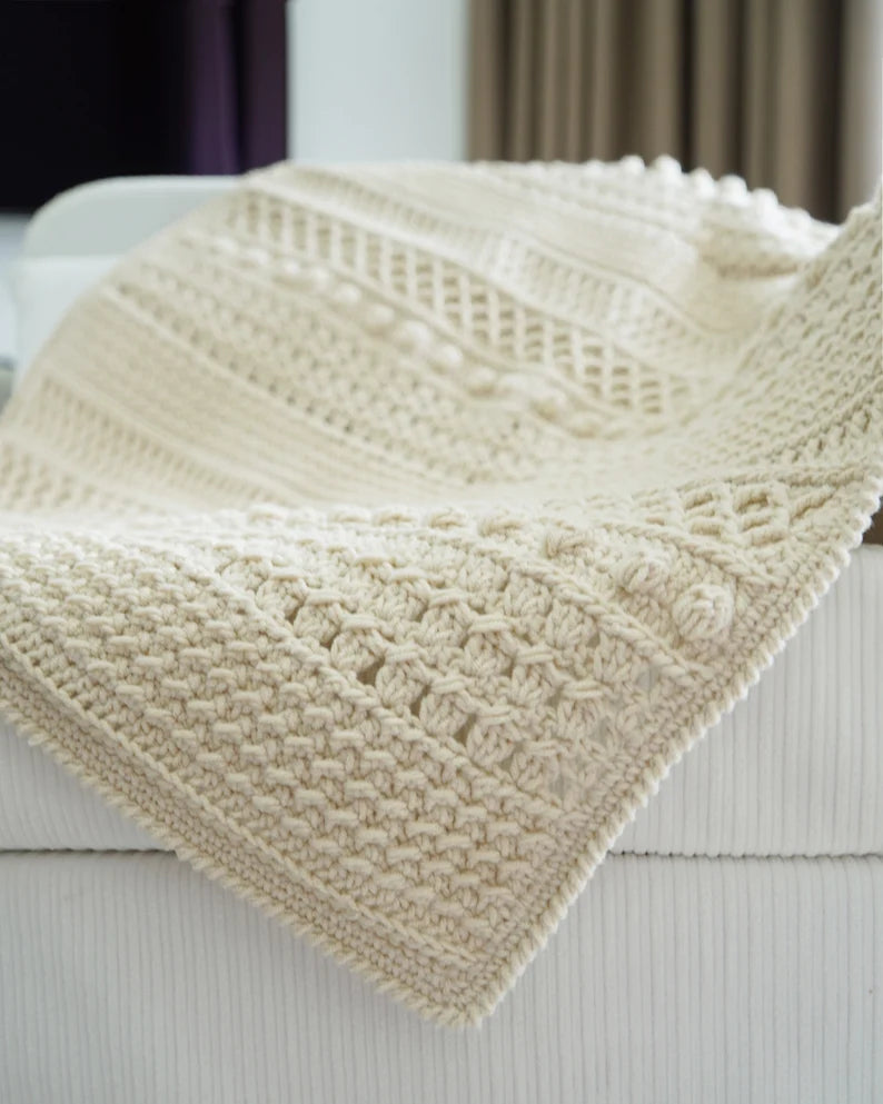 Easy crochet modern blanket pattern, Video tutorial + Chart, Crochet afghan, Throw blanket pattern, Boho blanket, 9 sizes, ENGLISH pattern
